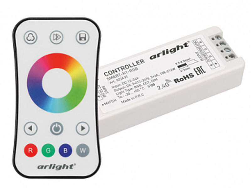 Купить Контроллер SMART-RGB-SET-RING (12-24V, 3x3A, ПДУ 2.4G) 