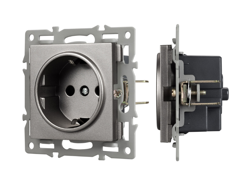 Купить Механизм электрической розетки SCT-MEU1-PL-GR (250V, 16A) 