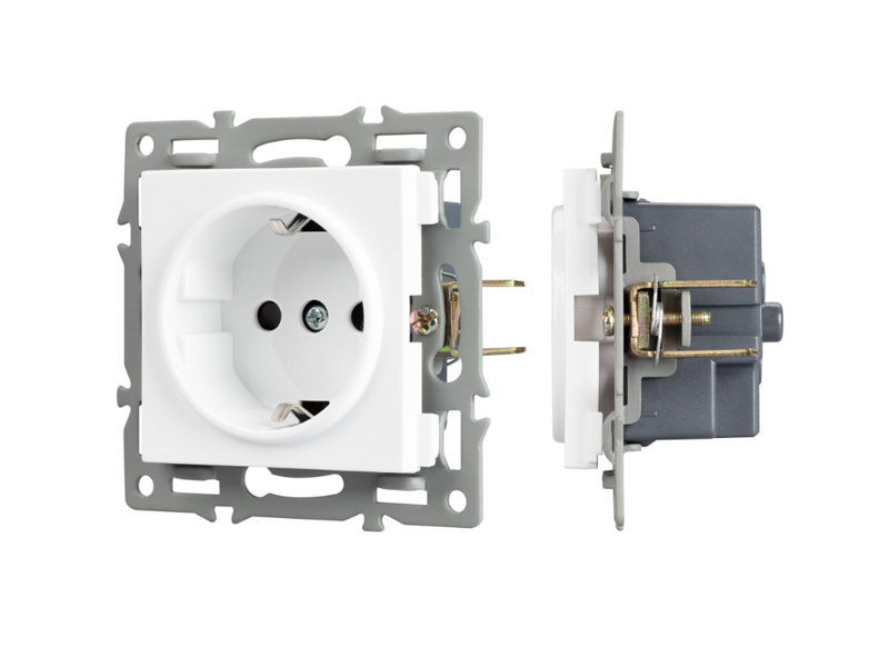 Купить Механизм электрической розетки SCT-MEU1-PL-WH (250V, 16A) 