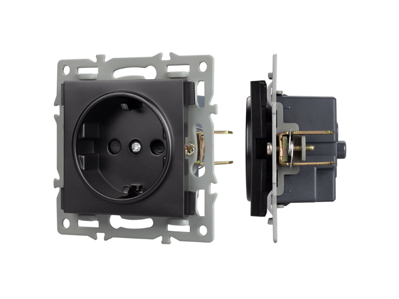 Купить Механизм электрической розетки SCT-MEU1-PL-BK (250V, 16A) 