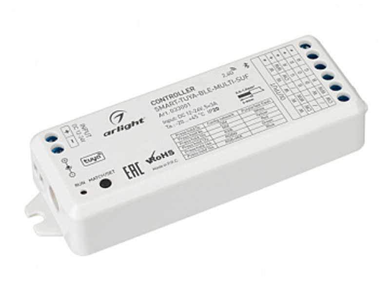 Купить Контроллер SMART-TUYA-BLE-MULTI-SUF (12-24V, 5x3A, RGB-MIX, 2.4G)  