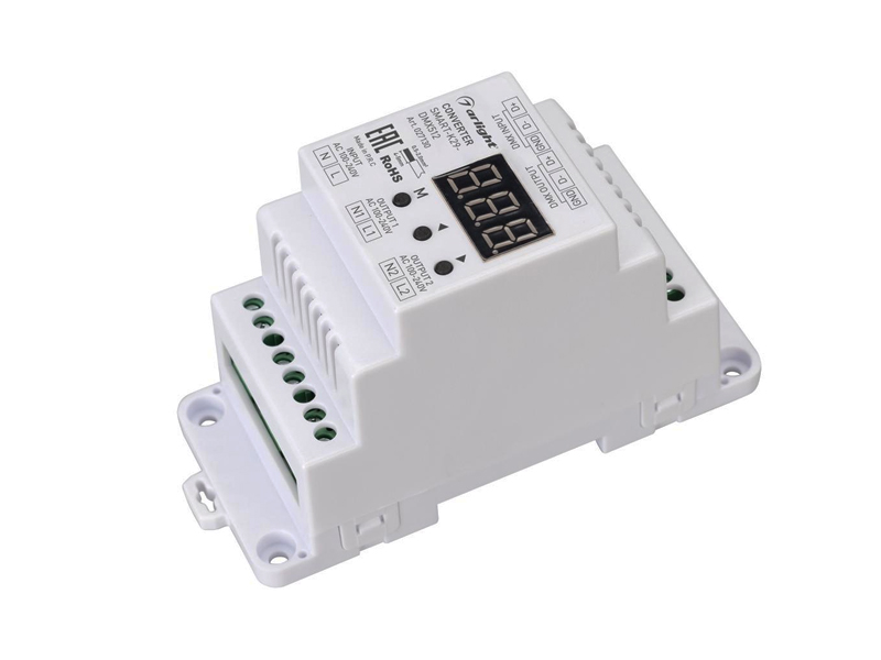 Конвертер SMART-K29-DMX512 (230V, 2x1.2A, TRIAC, DIN) купить оптом в Москве 