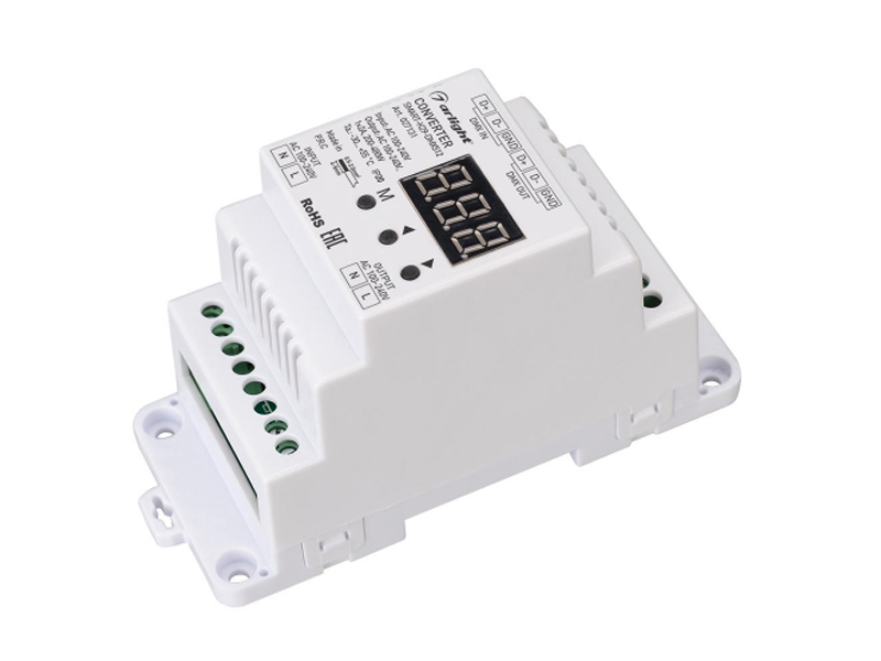 Конвертер SMART-K29-DMX512 (230V, 1x2A, TRIAC, DIN) купить оптом в Москве 