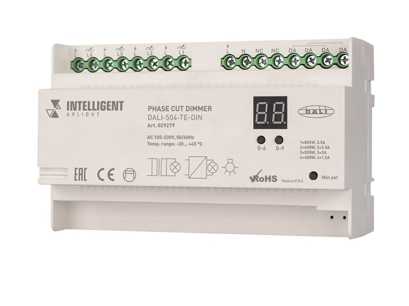 INTELLIGENT ARLIGHT Диммер DALI-504-TE-DIN(230V, 4x2A) купить оптом в Москве 