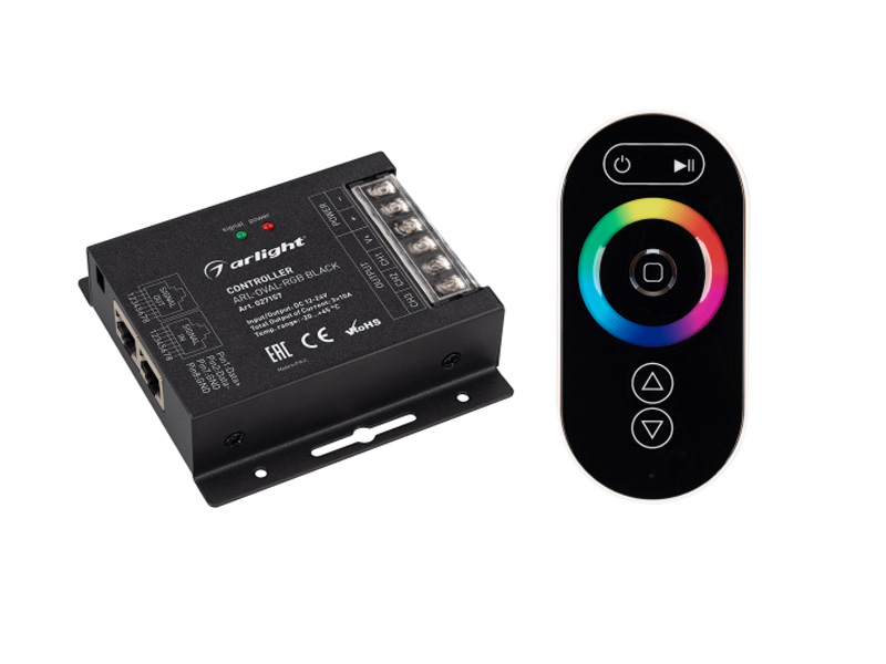 Купить Контроллер ARL-OVAL-RGB Black (12-24V, 3x10A, ПДУ Овал, RF, RJ45) 