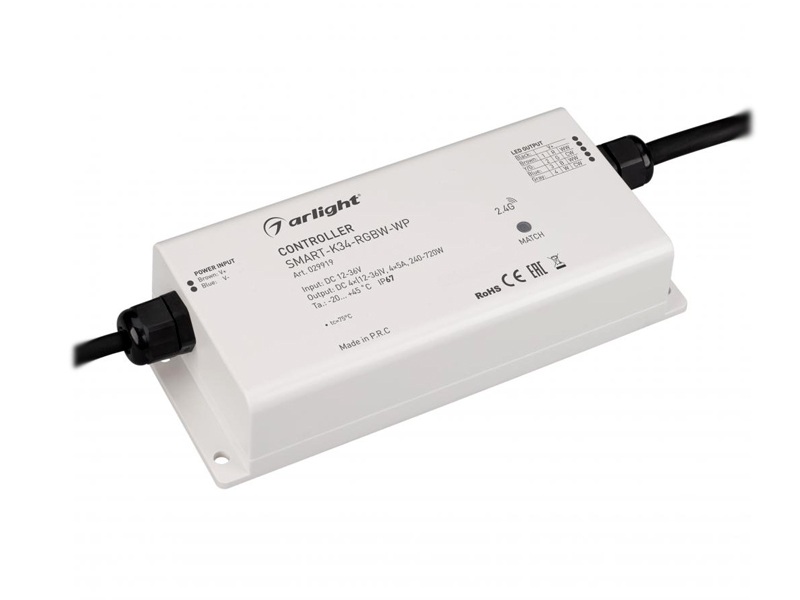 Контроллер SMART-K34-RGBW-WP (12-36V, 4x5A, 2.4G) купить оптом в Москве 