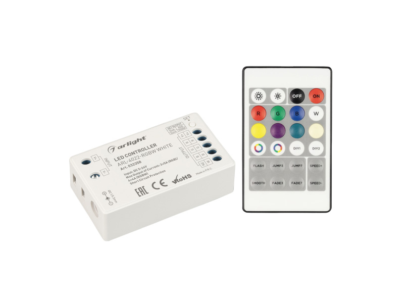 Купить Контроллер ARL-4022-RGBW White (5-24V, 4x4A, ПДУ 24кн, RF) 