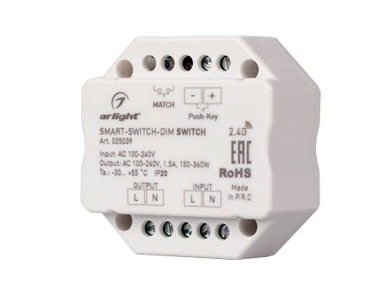 Купить Выключатель SMART-SWITCH-DIM (100-240V, 1.5A, RF) 