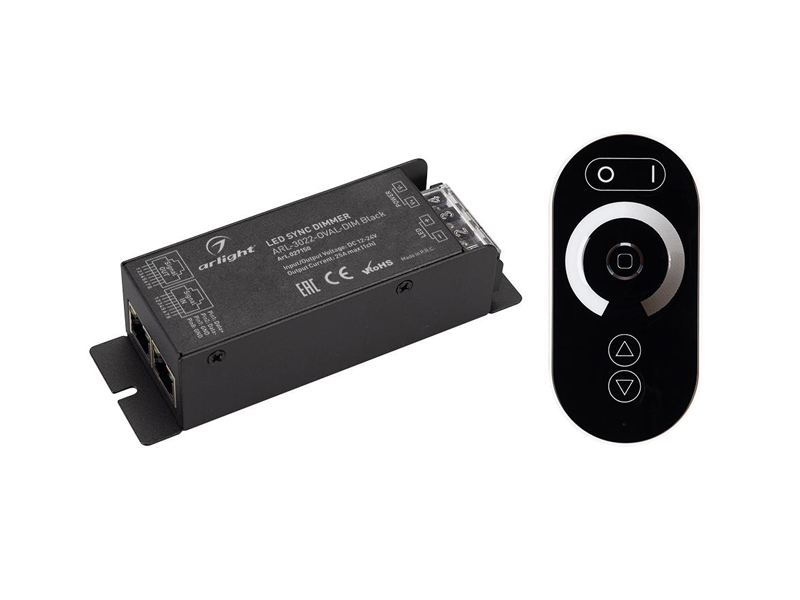 Диммер ARL-3022-OVAL-DIM Black (12-24V, 1x25A, ПДУ, RF) купить оптом в Москве 