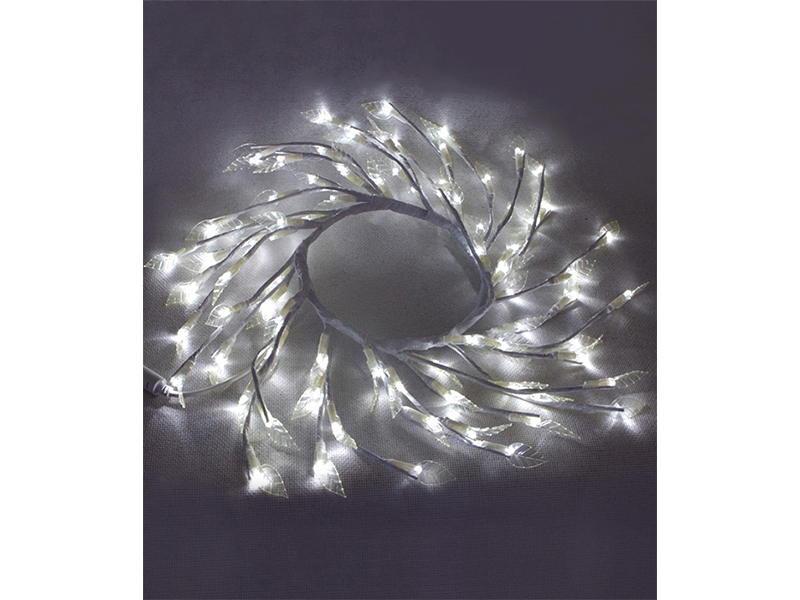 Светодиодная композиция "Венок с листьями", прозрачные листья, диаметр 50 см., 220V купить оптом в Москве 