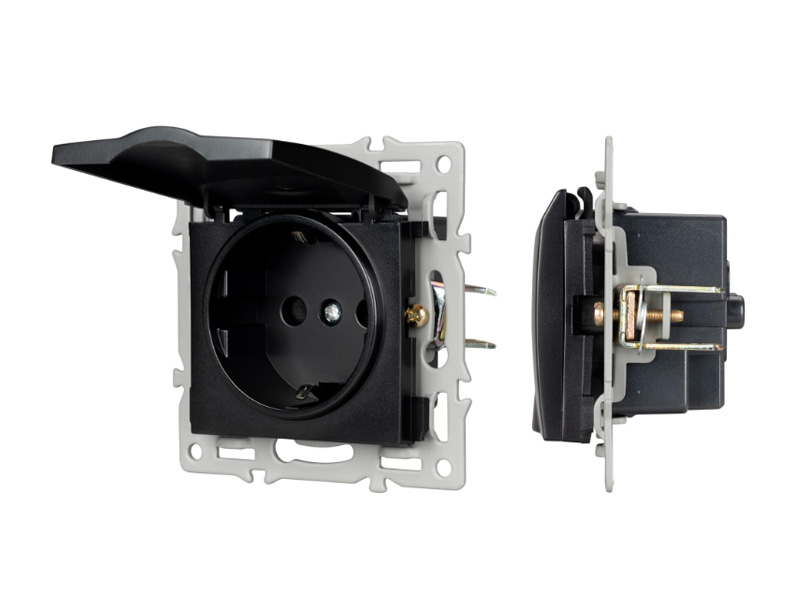 Купить Механизм розетки влагозащищенный SCT-MCP-PL-BK (250V, 16A) 