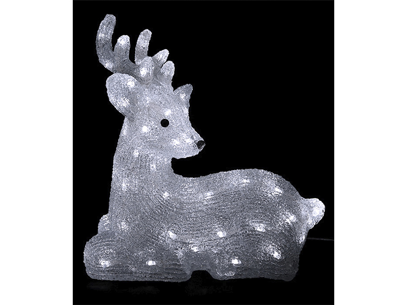 Лежащий олененок, акрил, 64 холодных белых LED-огня, 39 см, 220/24V купить оптом в Москве 